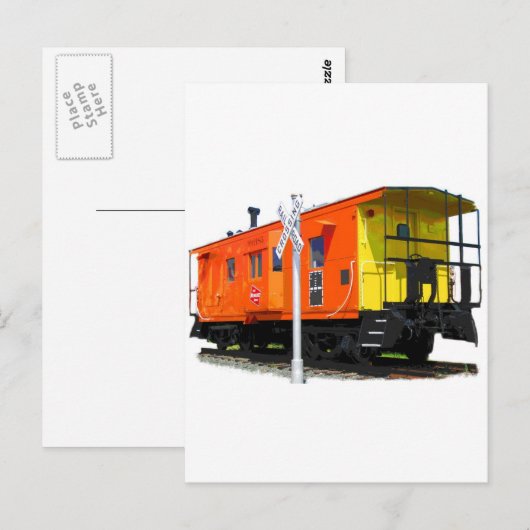 Eisenbahn Caboose & Crossbuck Postkarte (Vorne/Hinten)