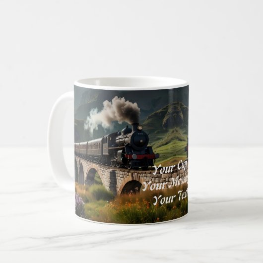 Eisenbahn: Dampfzug durch das offene Land Kaffeetasse (Vorderseite Links)