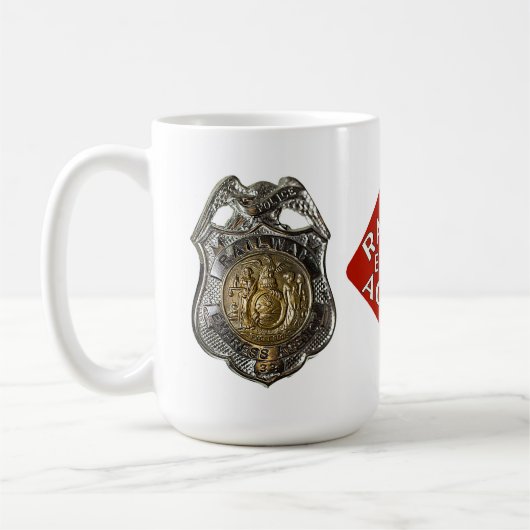 Eisenbahn-Express-Polizeiabzeichen Kaffeetasse (Links)