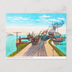 Eisenbahn-Fährhäfen, Mackinaw, Michigan Postkarte