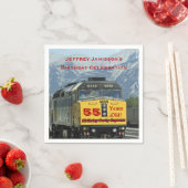 Eisenbahn Gelber Motor 55. Geburtstagspapier Serviette (Beispiel)