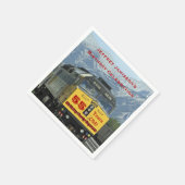 Eisenbahn Gelber Motor 55. Geburtstagspapier Serviette (Ecke)