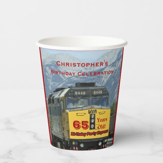 Eisenbahn Gelber Motor, 65. Pappbecher (Rückseite)