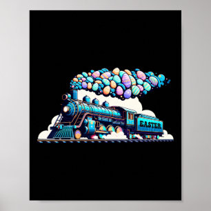 Eisenbahn-Hasen-Zug-Oster-Ei-Kinder-Kleinkinder-Ju Poster