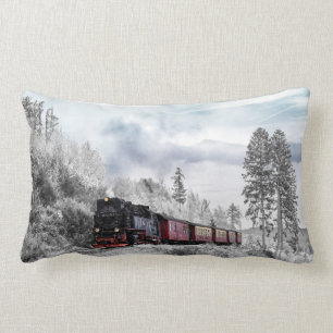 Eisenbahn im Winter Weihnachtsszene Lendenkissen