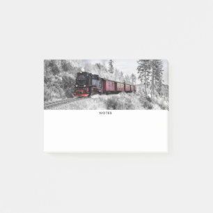 Eisenbahn im Winter Weihnachtsszene Post-it Klebezettel