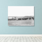 Eisenbahn in Oxen und Wagen, die für die Black Hil Leinwanddruck (Insitu (Holzboden))