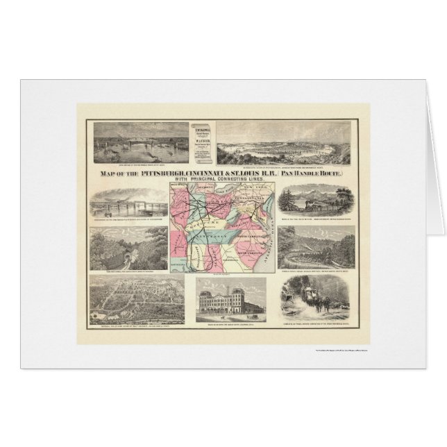 Eisenbahn-Karte 1877 Pittsburgs Cincinnati (Vorderseite (Horizontal))