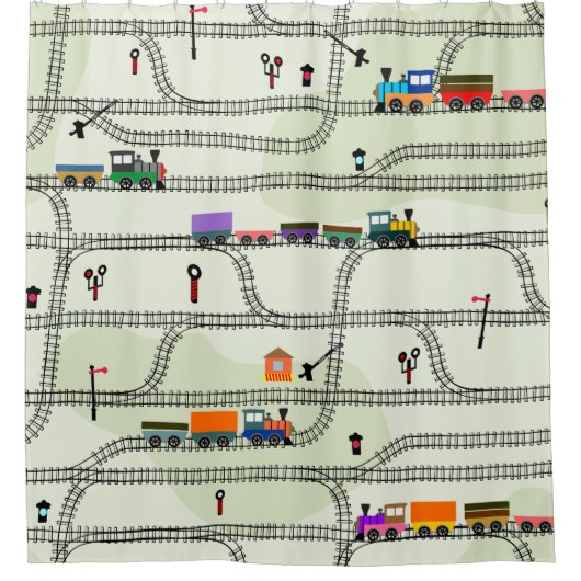 Eisenbahn-Kids-Zug Duschvorhang (Vorderseite)