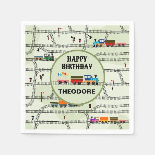 Eisenbahn-Kids-Zug & Spurenpapier Napkin Serviette (Vorderseite)
