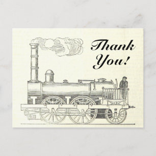 Eisenbahn-Lokomotive im Vintage-Stil, "Danke!" Postkarte