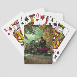 Eisenbahn-Lokomotive Retro Vintage Herbstlaub Spielkarten