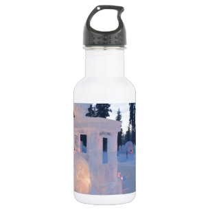 Eisenbahn Motor Eisskulptur Winterschneekunst Trinkflasche