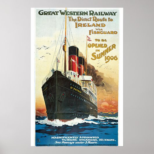 Eisenbahn Oceanliner Irland Vintage Travel Poster (Vorne)