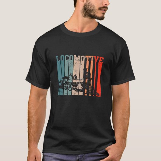 Eisenbahn Retro Vintage Dampflokomotive T-Shirt (Vorderseite)