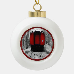 Eisenbahn Schwarzes und Rotes Erbe Keramik Kugel-Ornament