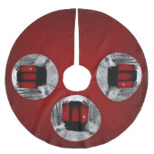 Eisenbahn Schwarzes und Rotes Erbe Polyester Weihnachtsbaumdecke (Vorderseite)