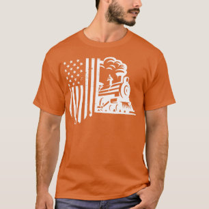 Eisenbahn-Spike amerikanische Flagge Zug Geschenk T-Shirt
