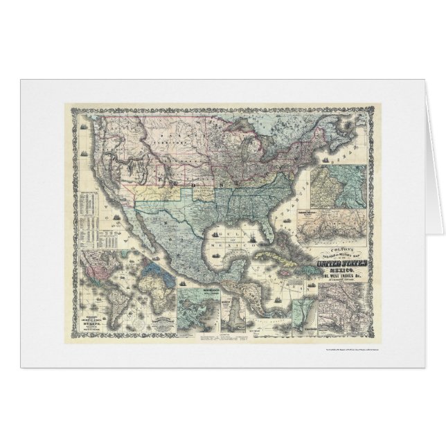 Eisenbahn u. Militärkarte USA 1862 (Vorderseite (Horizontal))