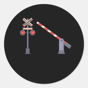 Eisenbahn überquert Barrier Zeichenkostüm D Runder Aufkleber