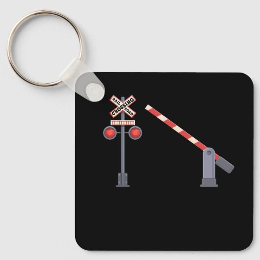 Eisenbahn überquert Barrier Zeichenkostüm D Schlüsselanhänger (Vorderseite)