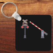 Eisenbahn überquert Barrier Zeichenkostüm D Schlüsselanhänger (Vorderseite)