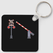 Eisenbahn überquert Barrier Zeichenkostüm D Schlüsselanhänger (Rückseite)