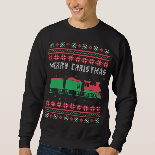 Eisenbahn Ugly Weihnachtssüßer Sweatshirt (Vorderseite)