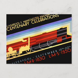 Eisenbahn-Vintageplakat Liverpool Manchester Postkarte