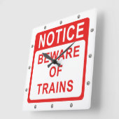 Eisenbahn, Vorsicht vor Zugzeichen Quadratische Wanduhr (Winkel)