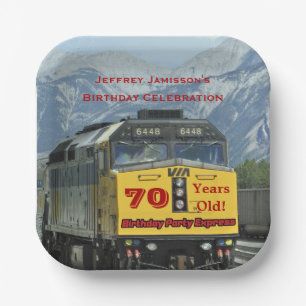 Eisenbahn-Zug-Motor-70. Geburtstag, Gewohnheit Pappteller