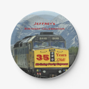 Eisenbahn-Zug-Papier-Teller, 35. Geburtstag, Pappteller