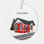 Eisenbahnbahnhof Weihnachtsfeierlichkeiten Keramik Ornament (Links)