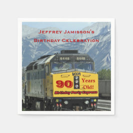 Eisenbahnbahnpapier Napkins, 90. Geburtstag Serviette