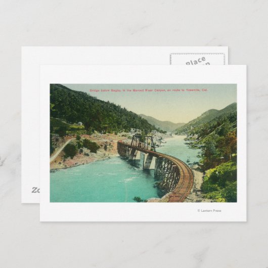 Eisenbahnbrücke über den Merced River Postkarte (Vorne/Hinten)