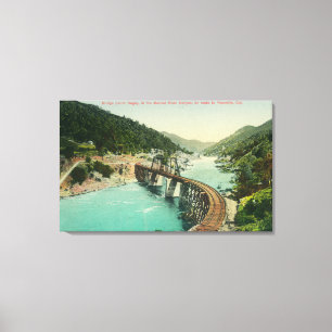 Eisenbahnbrücke über Merced Fluss Leinwanddruck