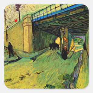 Eisenbahnbrücke über Montmajour durch Vincent van  Quadratischer Aufkleber