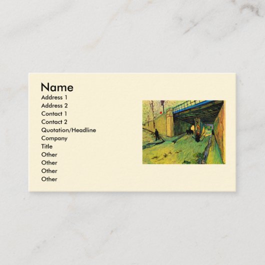 Eisenbahnbrücke über Montmajour durch Vincent van Visitenkarte (Vorderseite)