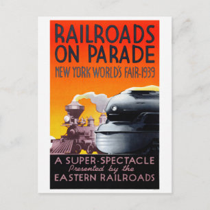 Eisenbahnen in der Parade USA Vintage Poster 1939 Postkarte