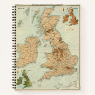 Eisenbahnen und industrielle Landkarte der Britisc Notizblock