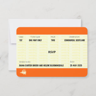 Eisenbahnfahrkarte Inspiriert   LGBTQ+ Hochzeitsan RSVP Karte