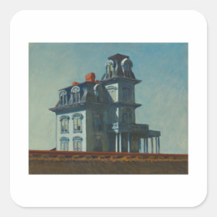Eisenbahnhaus - Edward Hopper Quadratischer Aufkleber