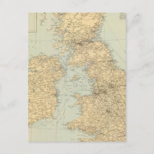 Eisenbahnkarte, Britische Inseln Postkarte