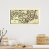 Eisenbahnkarte Connecticut & Western 1871 Poster (Küche)