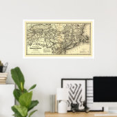 Eisenbahnkarte Connecticut & Western 1871 Poster (Heimbüro)