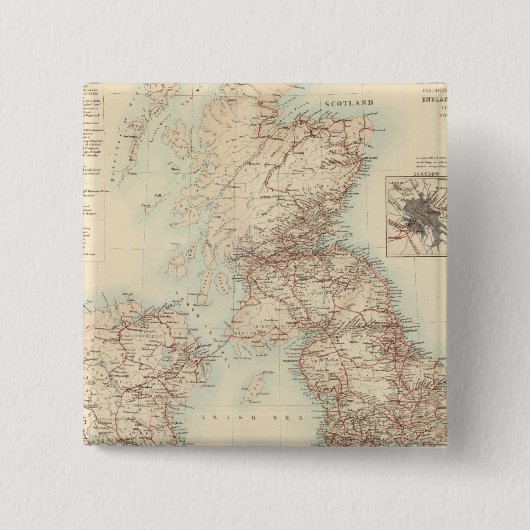 Eisenbahnkarte der Britischen Inseln Button (Vorderseite)