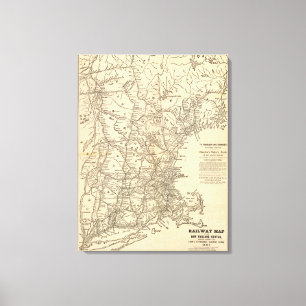 Eisenbahnkarte New England Staaten Leinwanddruck