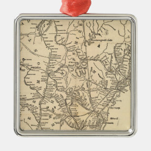 Eisenbahnkarte New England Staaten Silbernes Ornament