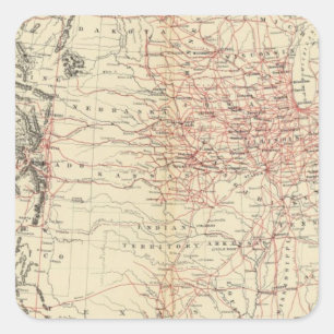 Eisenbahnkarte USA Quadratischer Aufkleber