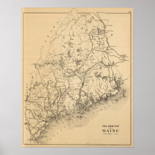 Eisenbahnkarte von Maine Poster